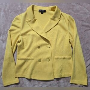 St. John Yellow Double Breasted Blazer/Jacket Wool Blend Size 14